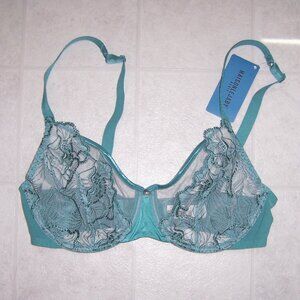 Maison Lejaby Flora Green Full Cup Floral Lace Bra 34D NWT Brand New